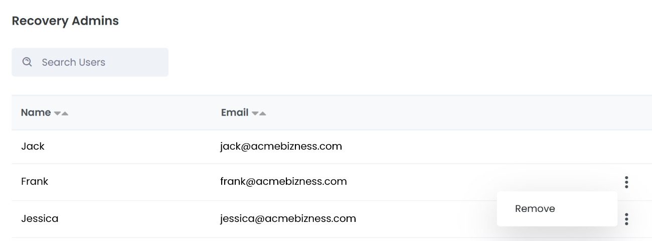 Revoke a Access Recovery permissions for a Recovery Admin